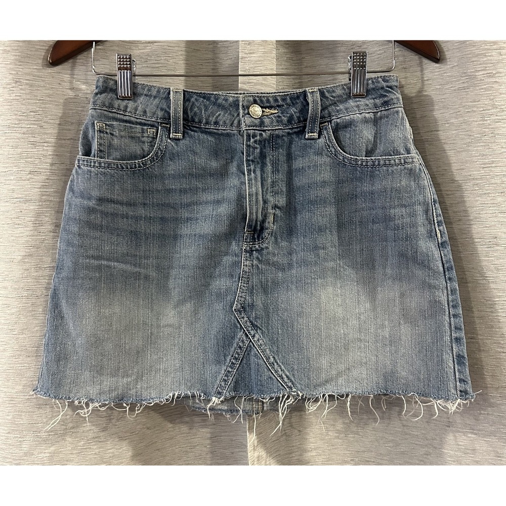 Hollister Jean Skirt‎ Womens Size 5 Blue Mini Raw Hem High Rise Summer